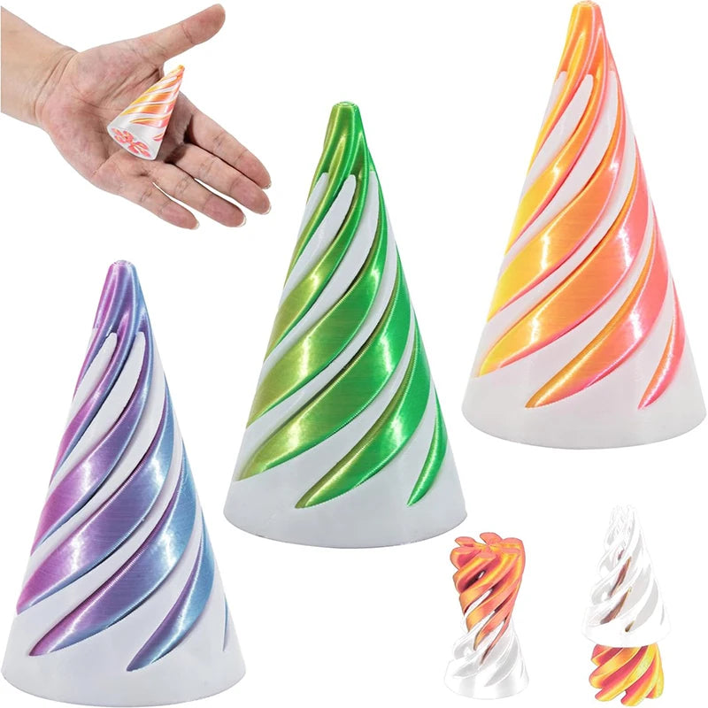 3D Decoration Mini Vortex Printed Spiral Conae Toy Fidget Toy Impossible Pyramid Passthrough Sculpture Thread Illusion Gifts